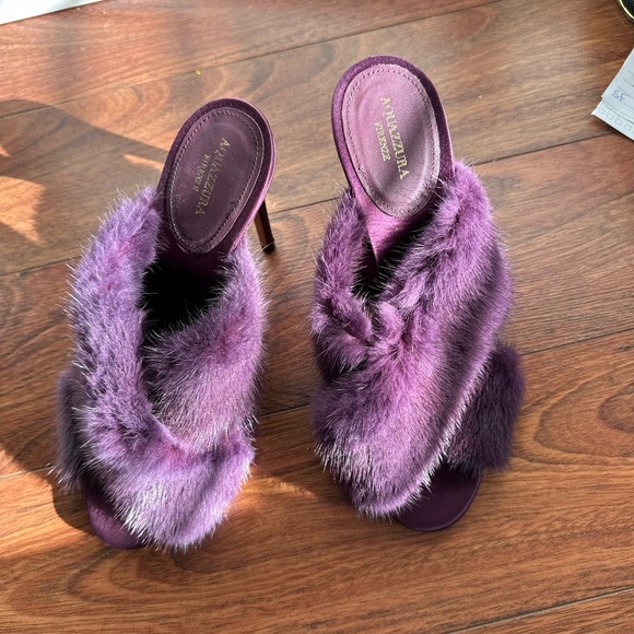 Aquazzura sandals/mule with high heels and mink fur size 37. W/ Box + dust bag - Picture 16 of 16